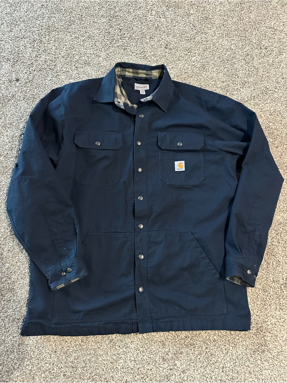 Carhartt Men’s Navy Button-Front Work Shirt Jacket